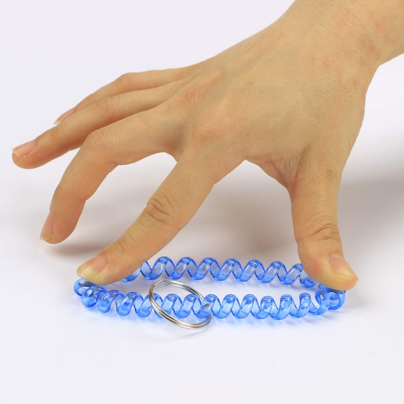 BIHRTC Pack Of 5 Colorful Spring Spiral Coil Keychain Bracelets Stretchy Key Chain Bracelet Wrist Band Key Ring Holder Wrist Random Color - Image 3